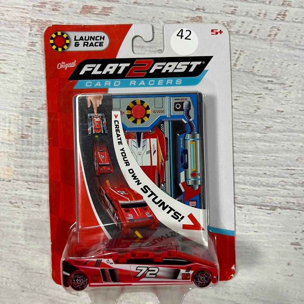 Flat 2 Fast Card Racer Red Launch And Race Car Toy NEW